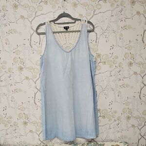 A.N.A. Light Blue Crochet-Back Slip Dress
